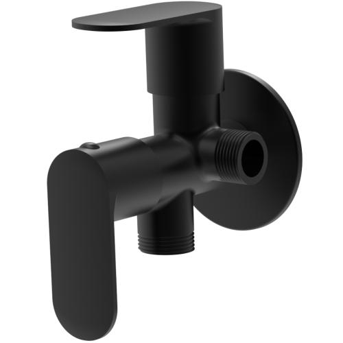 Two Way Angle Valve with Wall Flange Matt Black